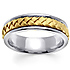 7mm Modern Handmade Yellow Braid Men's Wedding Band - 14K Two-Tone Gold