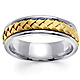 7mm Modern Handmade Yellow Braid Men's Wedding Band - 14K Two-Tone Gold thumb 0