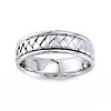 7mm Handmade Woven Flat Braided Men's Wedding Band - 14K White Gold