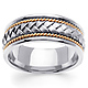 8.5mm Handmade Rope & Braided Men's Wedding Band - 14K Two-Tone Gold thumb 0