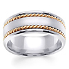 8mm Satin Center Yellow Rope Hand-Woven Wedding Ring - 14K Two-Tone Gold
