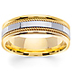 7mm White Inlay Handmade Rope Men's Wedding Band - 14K Two-Tone Gold thumb 0