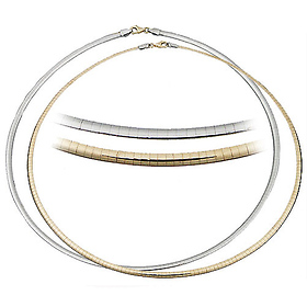 3mm Reversible Omega Necklace in 14K Two-Tone Gold - Women