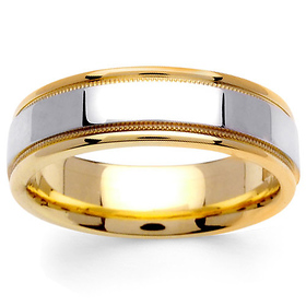 6.5mm Milgrain 14K Two Tone Gold Band