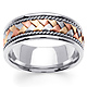 8.5mm Handmade Rope & TriGold Braided Men's Wedding Band - 14K White Gold thumb 0