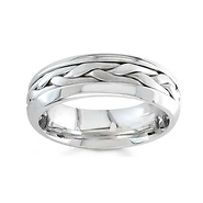 7mm Unique Handmade Braided Wedding Band for Men - 14K White Gold