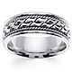 8mm Cobblestone Patterned Rope Designer 14K White Gold Men's Ring thumb 0