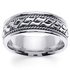 8mm Cobblestone Patterned Rope Designer 14K White Gold Men's Ring