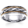 7mm 2-Strand Celtic Knot Woven Rope Men's Wedding Band - 14K Two Tone Gold