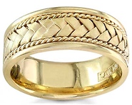 8.5mm Handmade Rope & Flat Braided Men's Wedding Band - 14K Yellow Gold