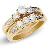 14K Yellow Gold 3 Stone Diamond Bridal Ring Set