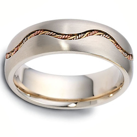 Dora Rings - 7mm Waving Rope Braided Wedding Band in 14K TriGold