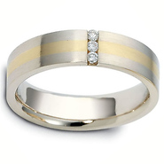 5mm 3 Stone Diamond 14K Two-Tone Dora Wedding Band