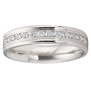 Round Diamond 14K White Gold Channel Set Wedding Band