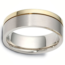 7.5mm 14K Two-Tone Dora Gold Wedding Band