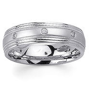.16ct 14k White Gold Milgrain Diamond Wedding Band