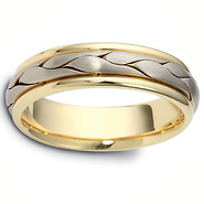 Dora Rings - 6mm White Modern Raised Woven Wedding Band in 18K Two-Tone Gold