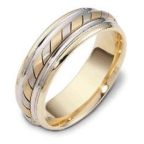 Striped 7mm 18K Two Tone Dora Wedding Band