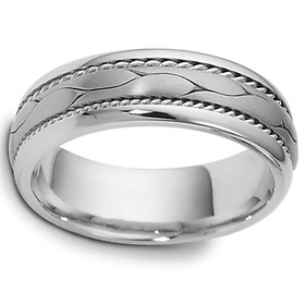 Dora Rings - 7mm Modern Braid & Cord Woven Wedding Band in 18K White Gold