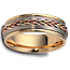Dora Rings - 7.5mm Raised Thin Braid Inlay Woven Wedding Band in 14K TriGold