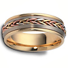 Dora Rings - 7.5mm Raised Thin Braid Inlay Woven Wedding Band in 14K TriGold