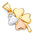 Four Leaf Clover Pendant in 14K Tricolor Gold with CZ