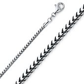 2.5mm 18K White Gold Solid Franco Chain Necklace 16-30in