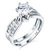 Contour 1.25ct Round CZ Wedding Ring Set in 14K White Gold