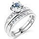 14K White Gold Round CZ Wedding Ring Set thumb 0