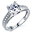 Art Deco Engraved 1-CT Round-Cut CZ Engagement Ring in 14K White Gold