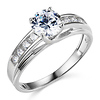 Cathedral Trellis-Set 1-CT Round-Cut CZ Engagement Ring in 14K White Gold