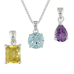 Citrine, Topaz, and Amethyst Pendants