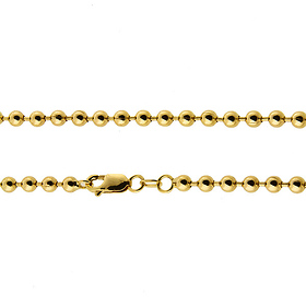 4mm Solid 14K Yellow Gold Ball Link Chain Necklace 16-30in