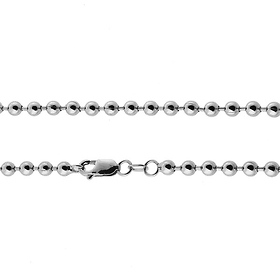 4mm 14K White Gold Ball Link Chain Necklace 16-30in