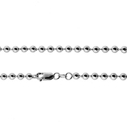 4mm 14K White Gold Ball Link Chain Necklace 16-30in