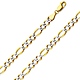 5.5mm 14K Two Tone Gold White Pave Open Figaro Chain Necklace 18-24in thumb 0