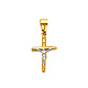 Small Milgrain Edge 14K Two Tone Gold Crucifix Pendant thumb 0