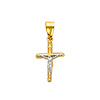 Small Milgrain Edge 14K Two Tone Gold Crucifix Pendant