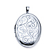 Flourish Engraved Oval Locket Pendant in Sterling Silver (Rhodium) - Small thumb 0