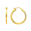 14K Yellow Gold 2mm Thickness Diamond-Cut Elegant Hinged Hoop Earrings (0.6
