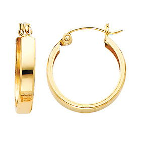 Flat 14K Yellow Gold Huggie Earrings 3mm x 15mm