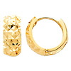 Thick Faceted 14K Yellow Gold Huggie Earrings 5mm x 7mm