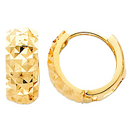 Thick Faceted 14K Yellow Gold Huggie Earrings 5mm x 7mm