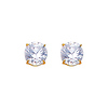 14K Yellow Gold 6mm Round CZ Solitaire Basket Stud Earrings with Push-Back for Lady and Children