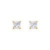 4mm Basket Prong Princess-Cut CZ Stud Earrings in 14K Yellow Gold - Screw-Back