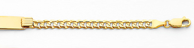 5.0mm Mens Concave Curb 14K Yellow Gold  ID  Bracelet