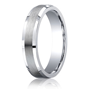 5mm Argentium Silver Satin Finished Beveled Edge Benchmark Wedding Band