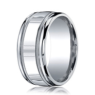 10mm Argentium Silver High Polished Milgrain Benchmark Wedding Band