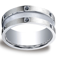 9mm Argentium Silver Pave Set 12-Stone Black Diamond Design Wedding Band (.24ct)