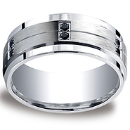 9mm Argentium Silver Pave Set 12-Stone Black Diamond Design Wedding Band (.24ct)